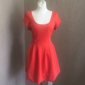 Francescas capped sleeve coral dress s